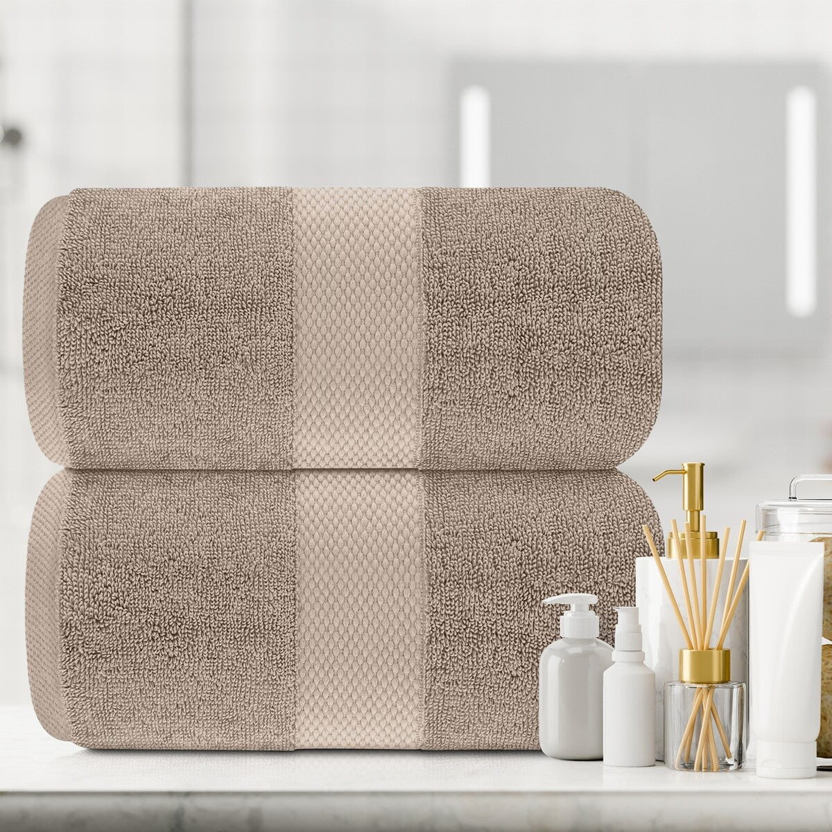 Drap de bain surdimensionné en coton blanc classique de luxe 35 x 70 cm - Lot de 2