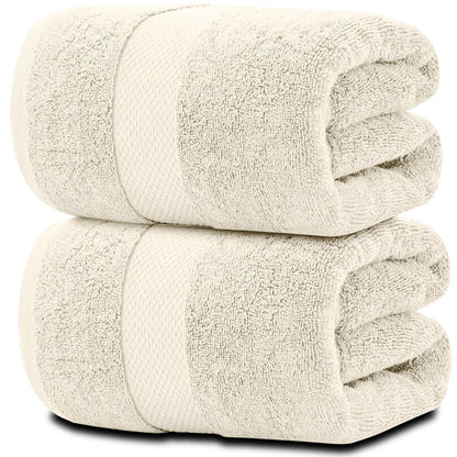 Drap de bain surdimensionné en coton blanc classique de luxe 35 x 70 cm - Lot de 2