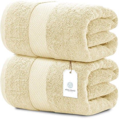Drap de bain surdimensionné en coton blanc classique de luxe 35 x 70 cm - Lot de 2