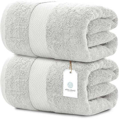 Drap de bain surdimensionné en coton blanc classique de luxe 35 x 70 cm - Lot de 2