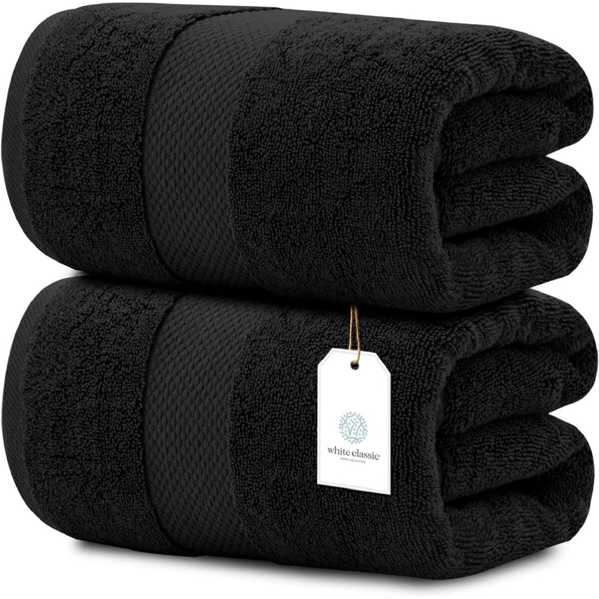 Drap de bain surdimensionné en coton blanc classique de luxe 35 x 70 cm - Lot de 2