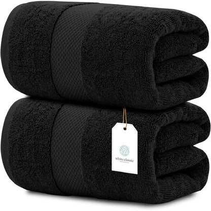Drap de bain surdimensionné en coton blanc classique de luxe 35 x 70 cm - Lot de 2