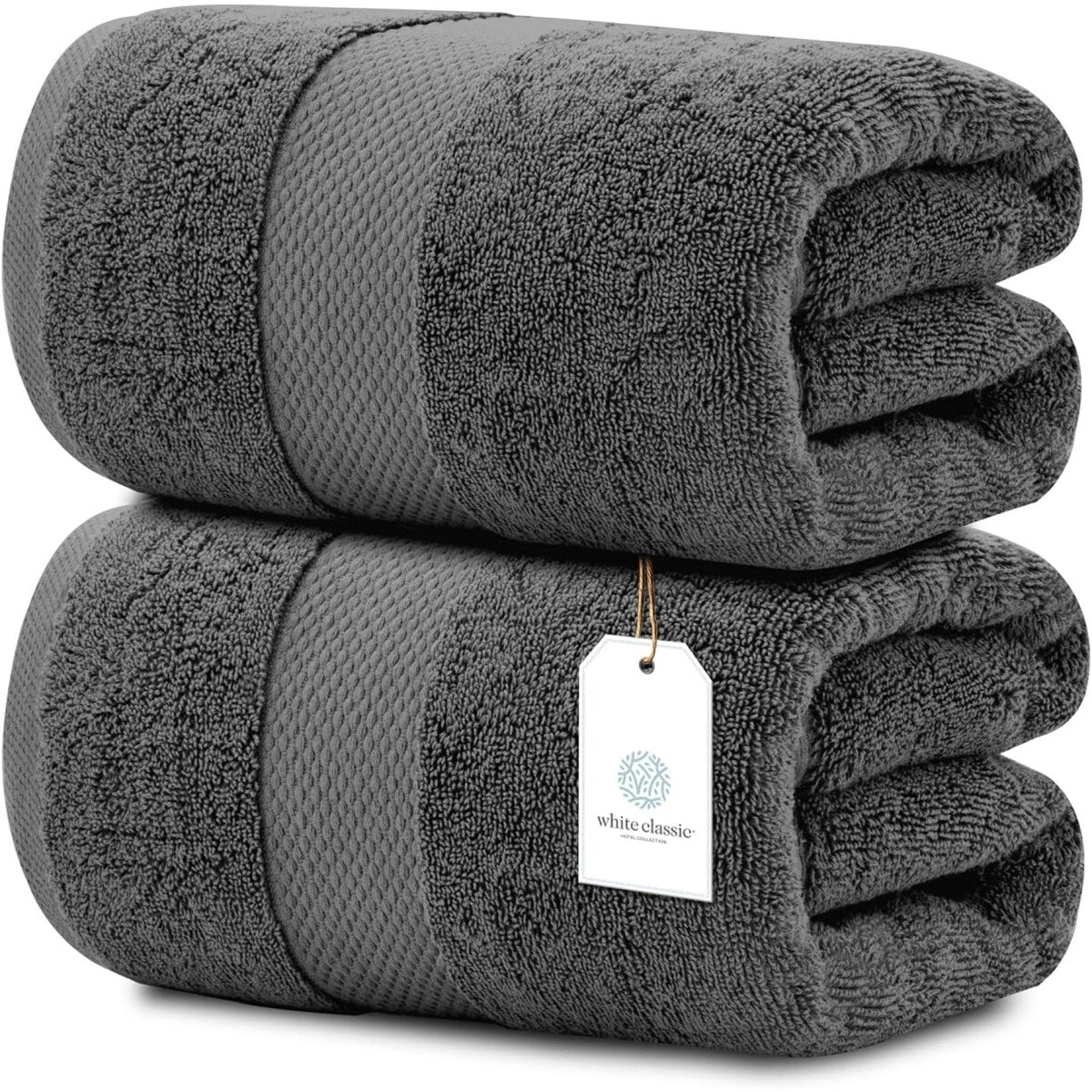 Drap de bain surdimensionné en coton blanc classique de luxe 35 x 70 cm - Lot de 2