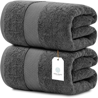 Drap de bain surdimensionné en coton blanc classique de luxe 35 x 70 cm - Lot de 2