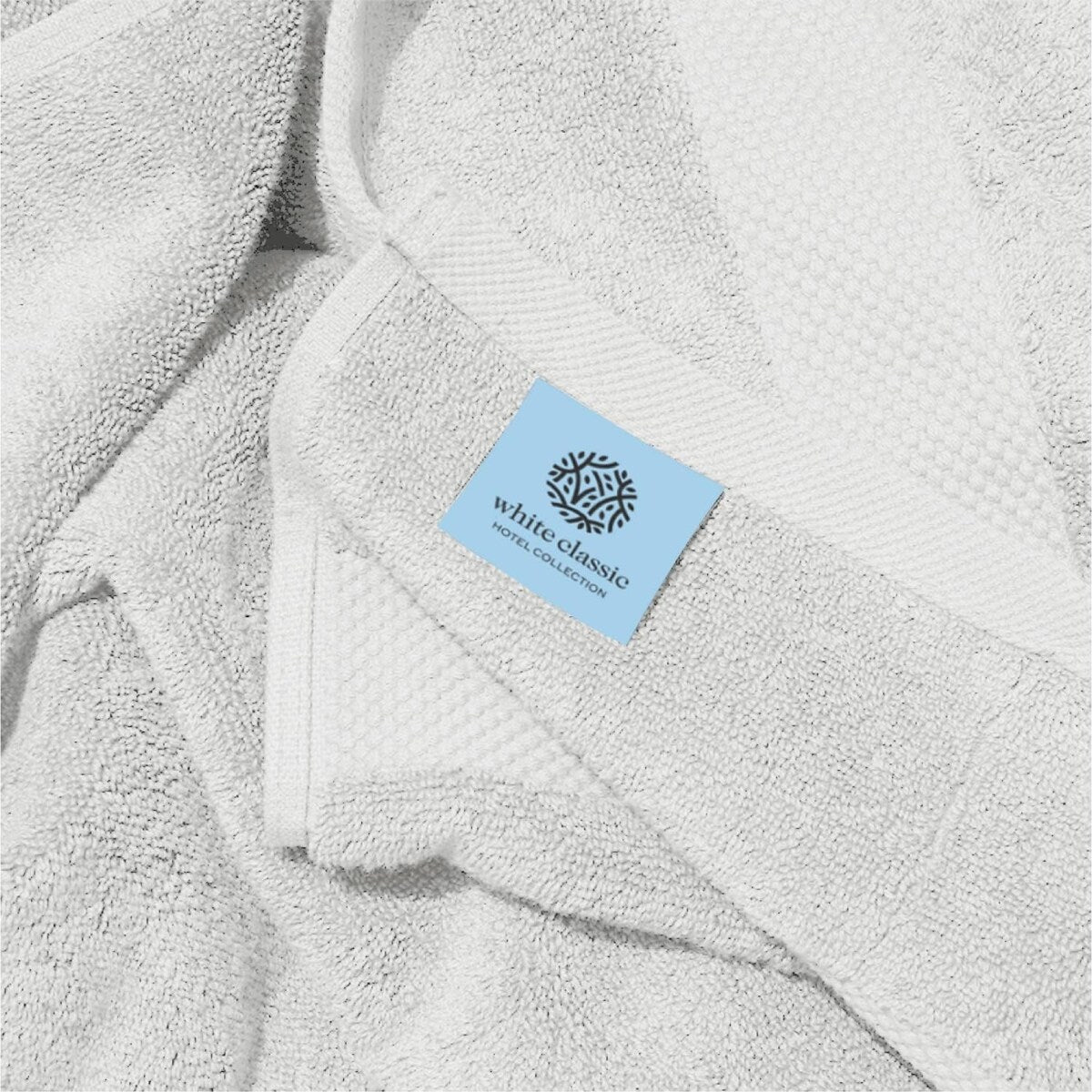 Drap de bain surdimensionné en coton blanc classique de luxe 35 x 70 cm - Lot de 2