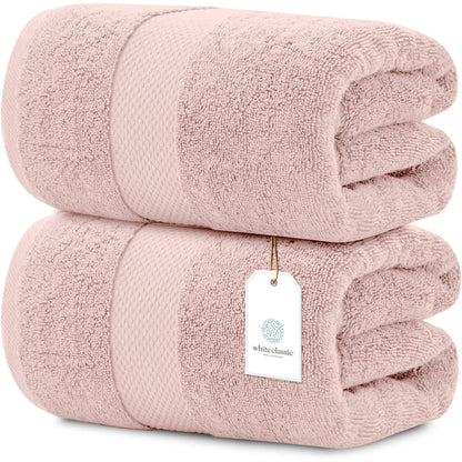 Drap de bain surdimensionné en coton blanc classique de luxe 35 x 70 cm - Lot de 2