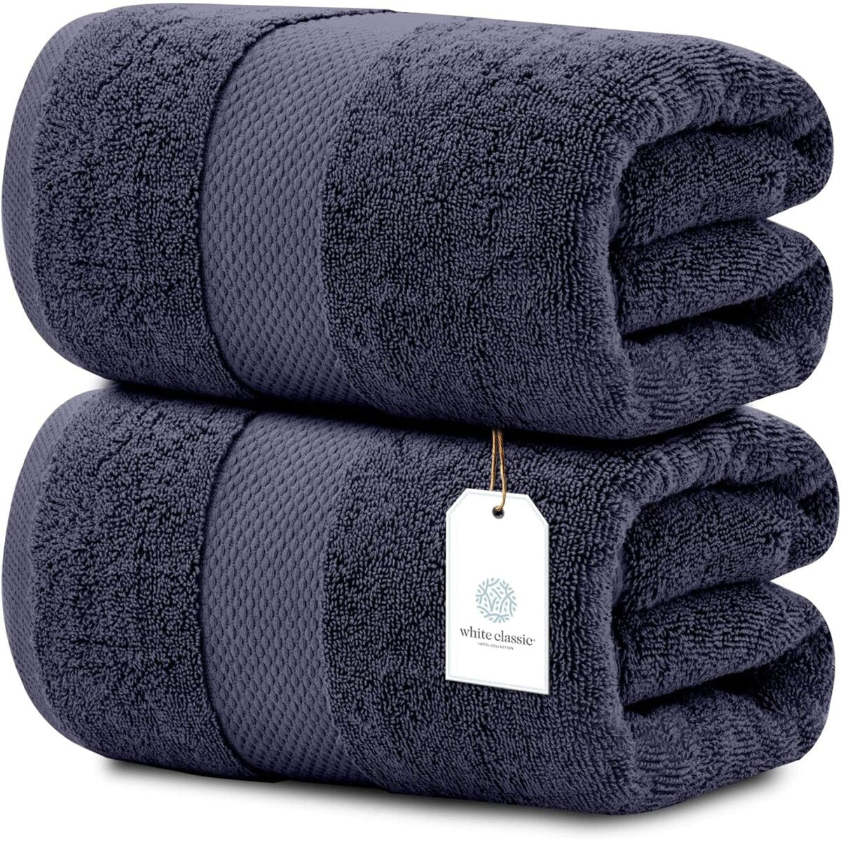 Drap de bain surdimensionné en coton blanc classique de luxe 35 x 70 cm - Lot de 2