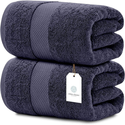 Drap de bain surdimensionné en coton blanc classique de luxe 35 x 70 cm - Lot de 2