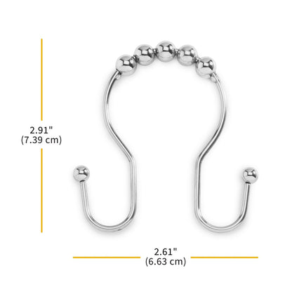 Crochets de douche double face Whitmor en acier inoxydable antirouille, lot de 12 - Argent