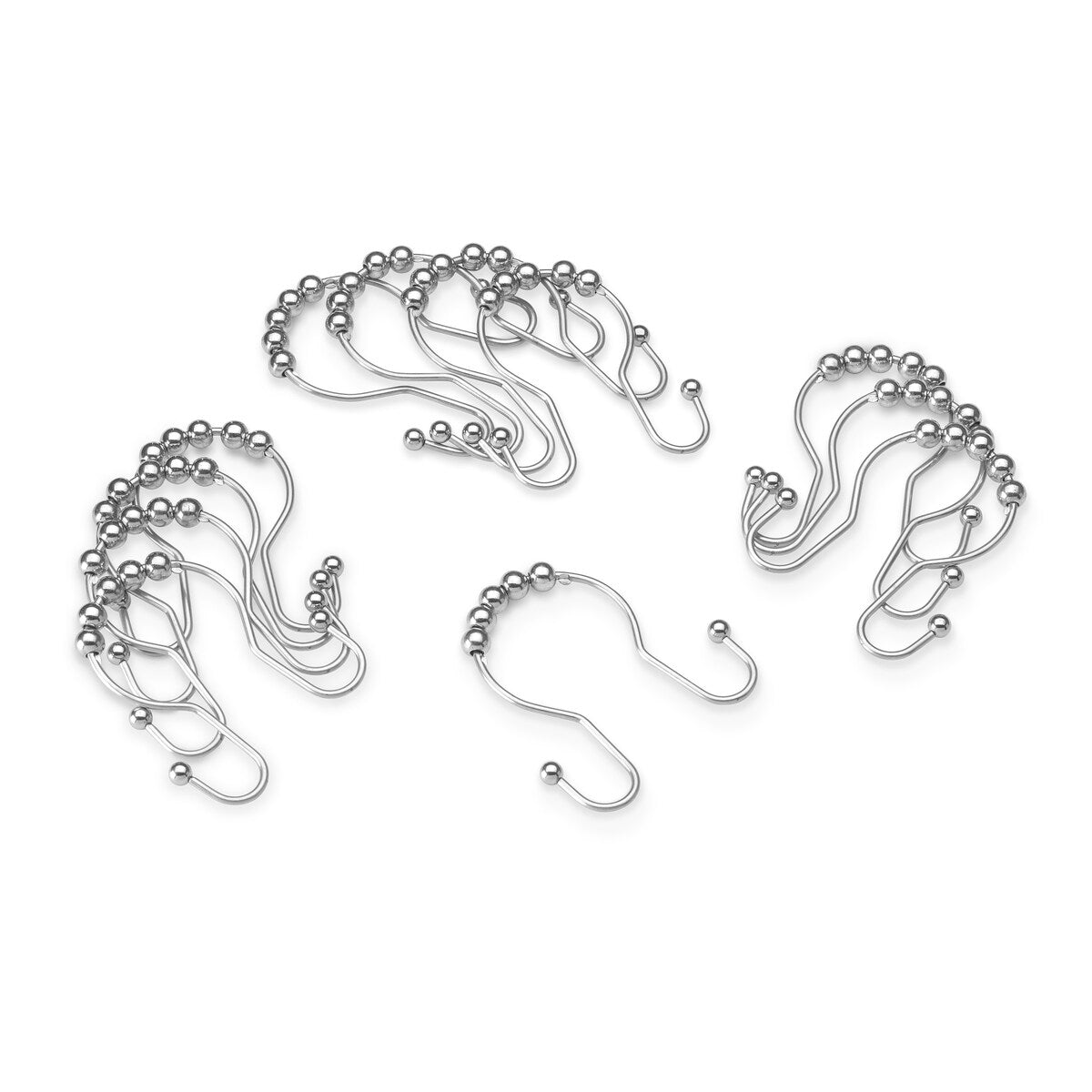 Crochets de douche double face Whitmor en acier inoxydable antirouille, lot de 12 - Argent