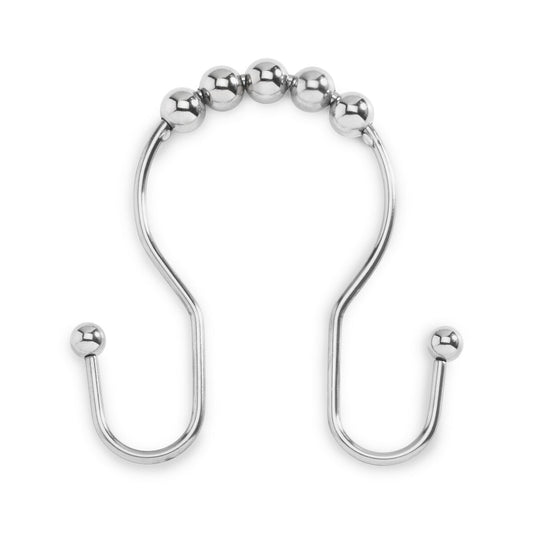 Crochets de douche double face Whitmor en acier inoxydable antirouille, lot de 12 - Argent