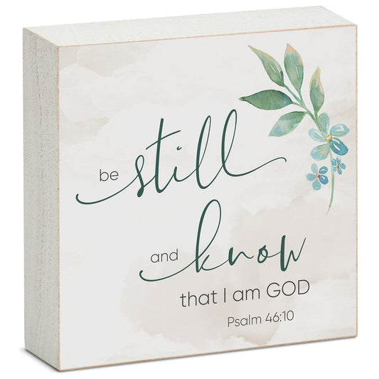 Panneau décoratif en bois avec message « Be Still and Know », carré de 9,5 cm, fabriqué aux États-Unis - Multi-40