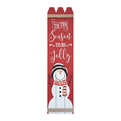 Décoration murale de Noël en bois pour porte d'entrée, rouge
