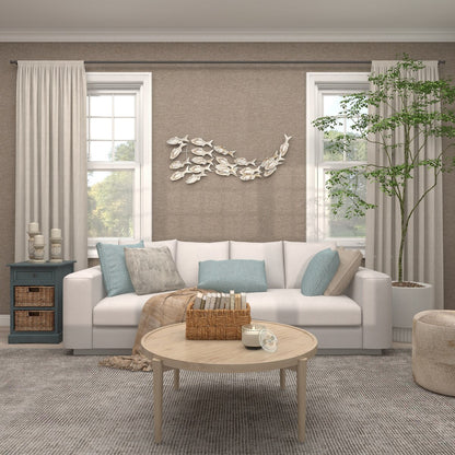 Décoration murale en bois faite main, motif poisson nageur, effet vieilli marron - Blanc - Roche River Decor