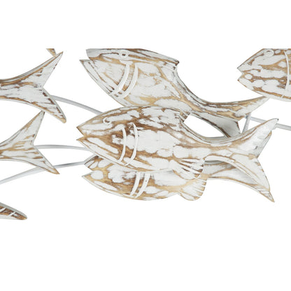 Décoration murale en bois faite main, motif poisson nageur, effet vieilli marron - Blanc - Roche River Decor