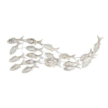 Décoration murale en bois faite main, motif poisson nageur, effet vieilli marron - Blanc - Roche River Decor
