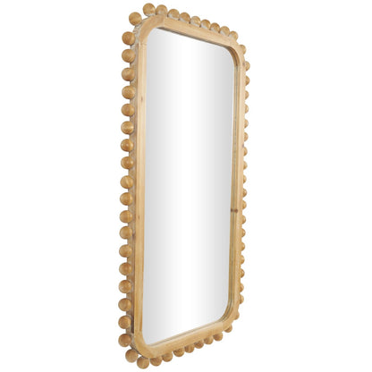 Miroir mural en bois avec cadre perlé - Marron - Roche River Decor