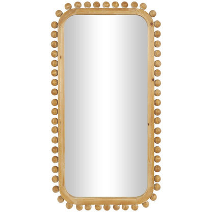 Miroir mural en bois avec cadre perlé - Marron - Roche River Decor