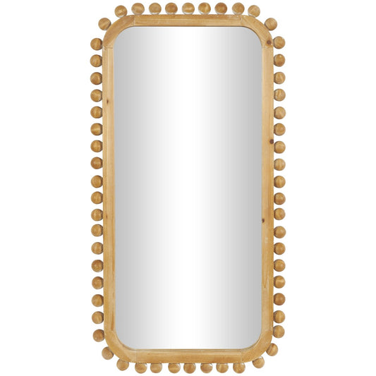 Miroir mural en bois avec cadre perlé - Marron - Roche River Decor