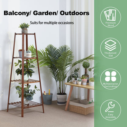 Support de fleurs en bois, cadre pour plantes, étagère à pots à plusieurs niveaux pour balcon