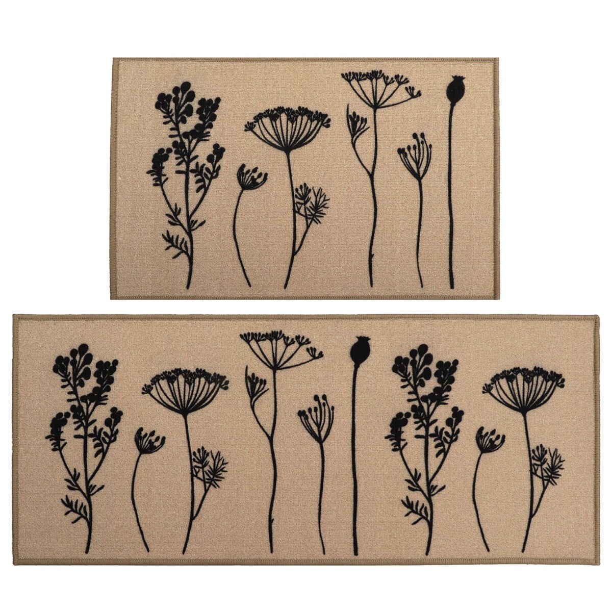 Tapis de cuisine ou tapis de couloir effet laine à motifs de fleurs sauvages