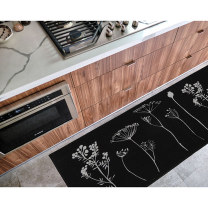 Tapis de cuisine ou tapis de couloir effet laine à motifs de fleurs sauvages