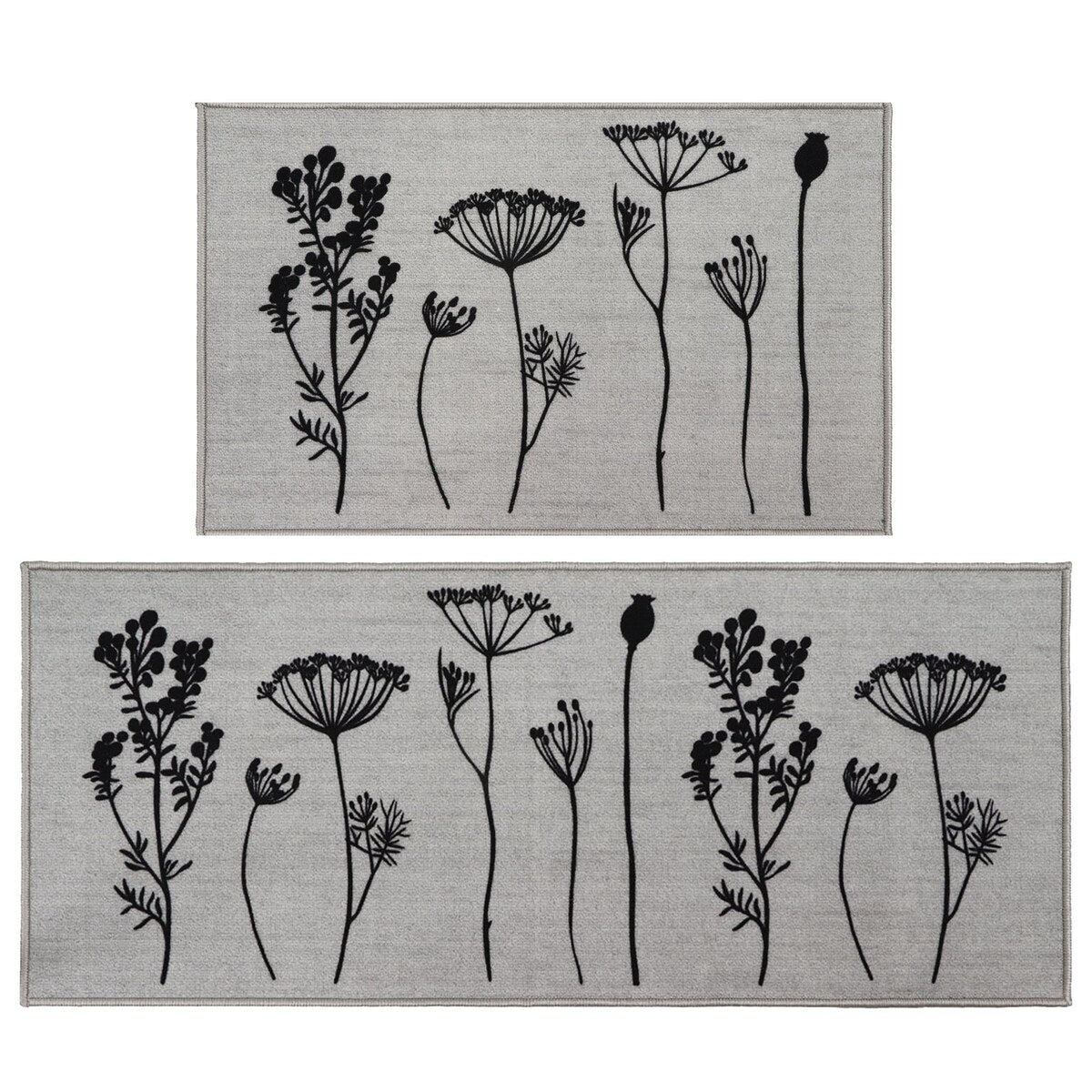 Tapis de cuisine ou tapis de couloir effet laine à motifs de fleurs sauvages