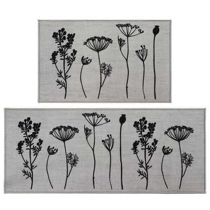 Tapis de cuisine ou tapis de couloir effet laine à motifs de fleurs sauvages