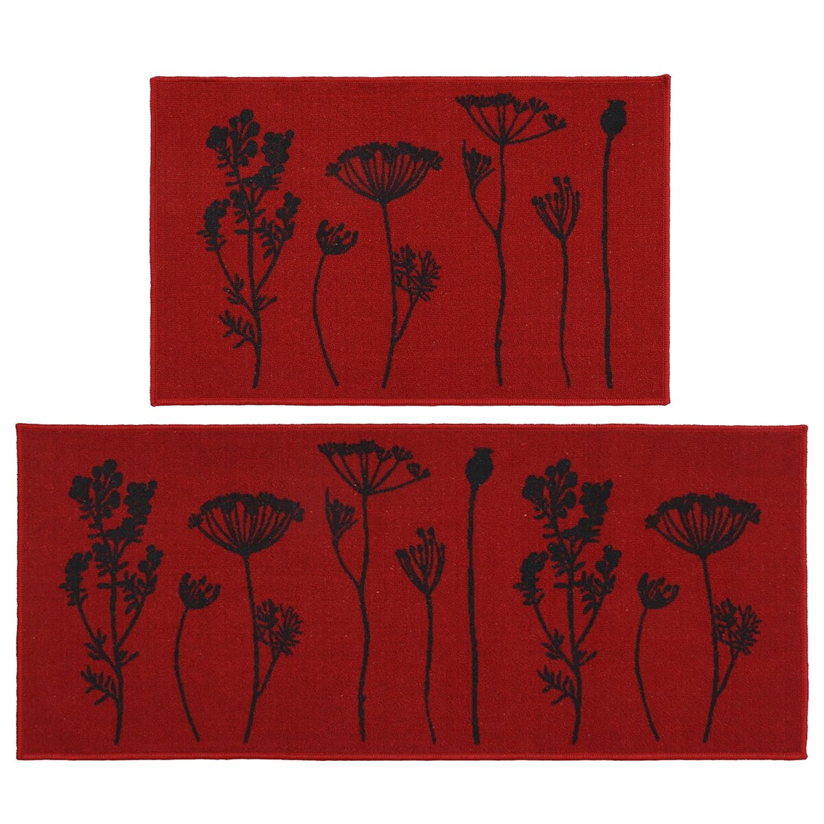 Tapis de cuisine ou tapis de couloir effet laine à motifs de fleurs sauvages