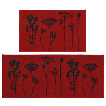 Tapis de cuisine ou tapis de couloir effet laine à motifs de fleurs sauvages