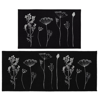 Tapis de cuisine ou tapis de couloir effet laine à motifs de fleurs sauvages