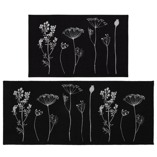 Tapis de cuisine ou tapis de couloir effet laine à motifs de fleurs sauvages