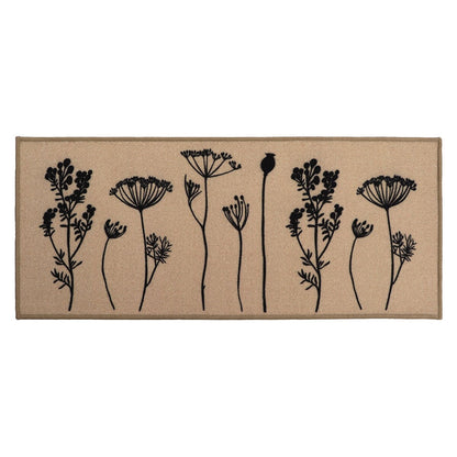 Tapis de cuisine ou tapis de couloir effet laine à motifs de fleurs sauvages