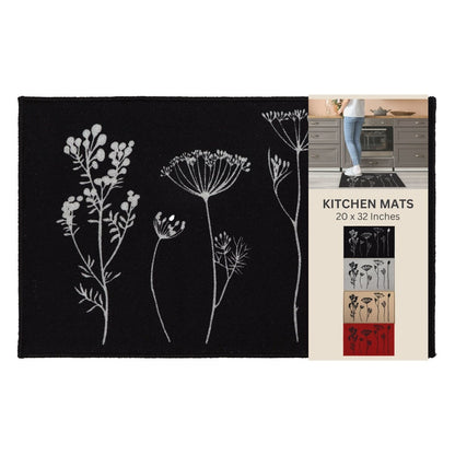 Tapis de cuisine ou tapis de couloir effet laine à motifs de fleurs sauvages