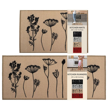 Tapis de cuisine ou tapis de couloir effet laine à motifs de fleurs sauvages