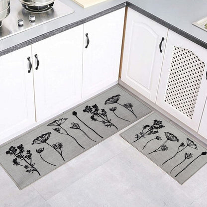 Tapis de cuisine ou tapis de couloir effet laine à motifs de fleurs sauvages