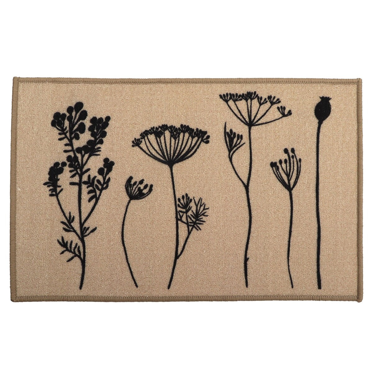 Tapis de cuisine ou tapis de couloir effet laine à motifs de fleurs sauvages