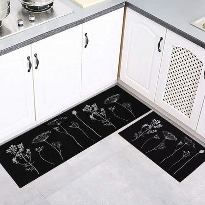 Tapis de cuisine ou tapis de couloir effet laine à motifs de fleurs sauvages