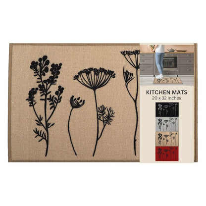 Tapis de cuisine ou tapis de couloir effet laine à motifs de fleurs sauvages