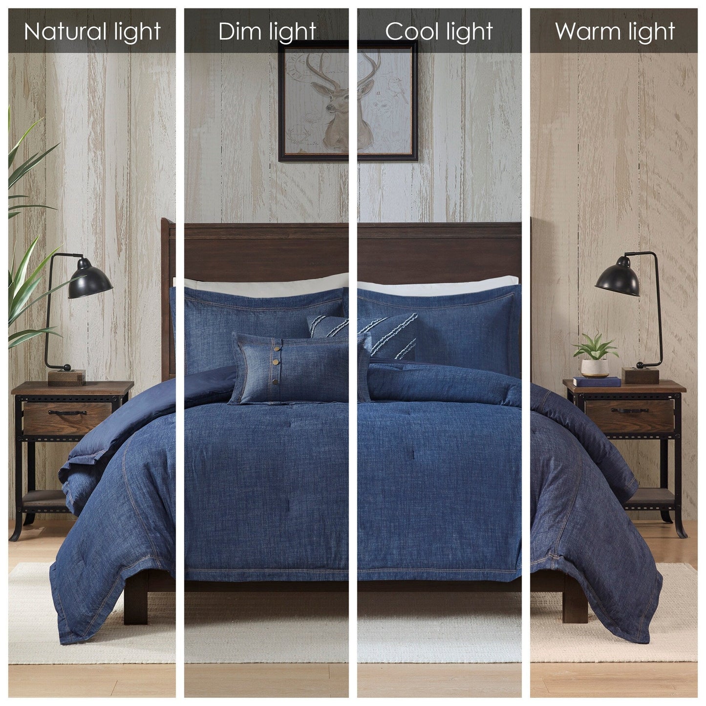 Parure de couette surdimensionnée et rembourrée en denim bleu Woolrich Perry