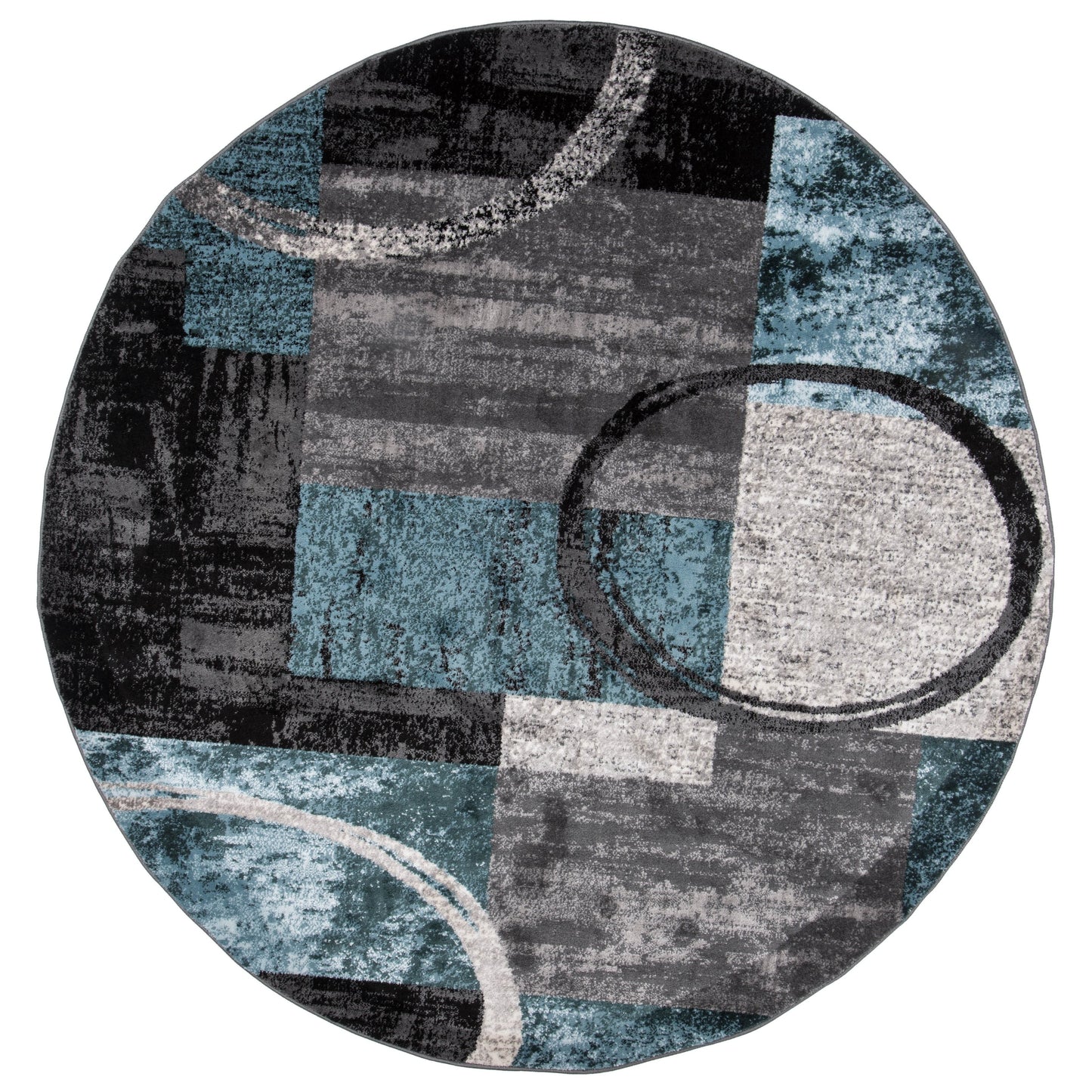 Tapis circulaire abstrait en polypropylène fabriqué à la machine, de la World Rug Gallery