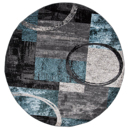 Tapis circulaire abstrait en polypropylène fabriqué à la machine, de la World Rug Gallery