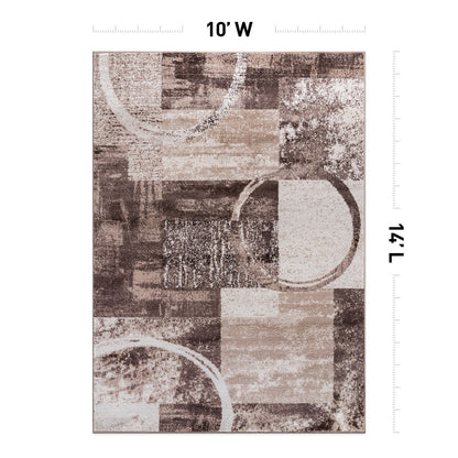 Tapis circulaire abstrait en polypropylène fabriqué à la machine, de la World Rug Gallery