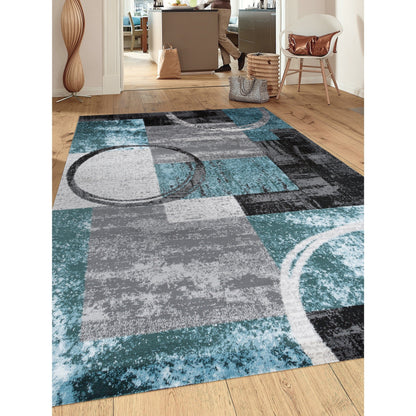 Tapis circulaire abstrait en polypropylène fabriqué à la machine, de la World Rug Gallery