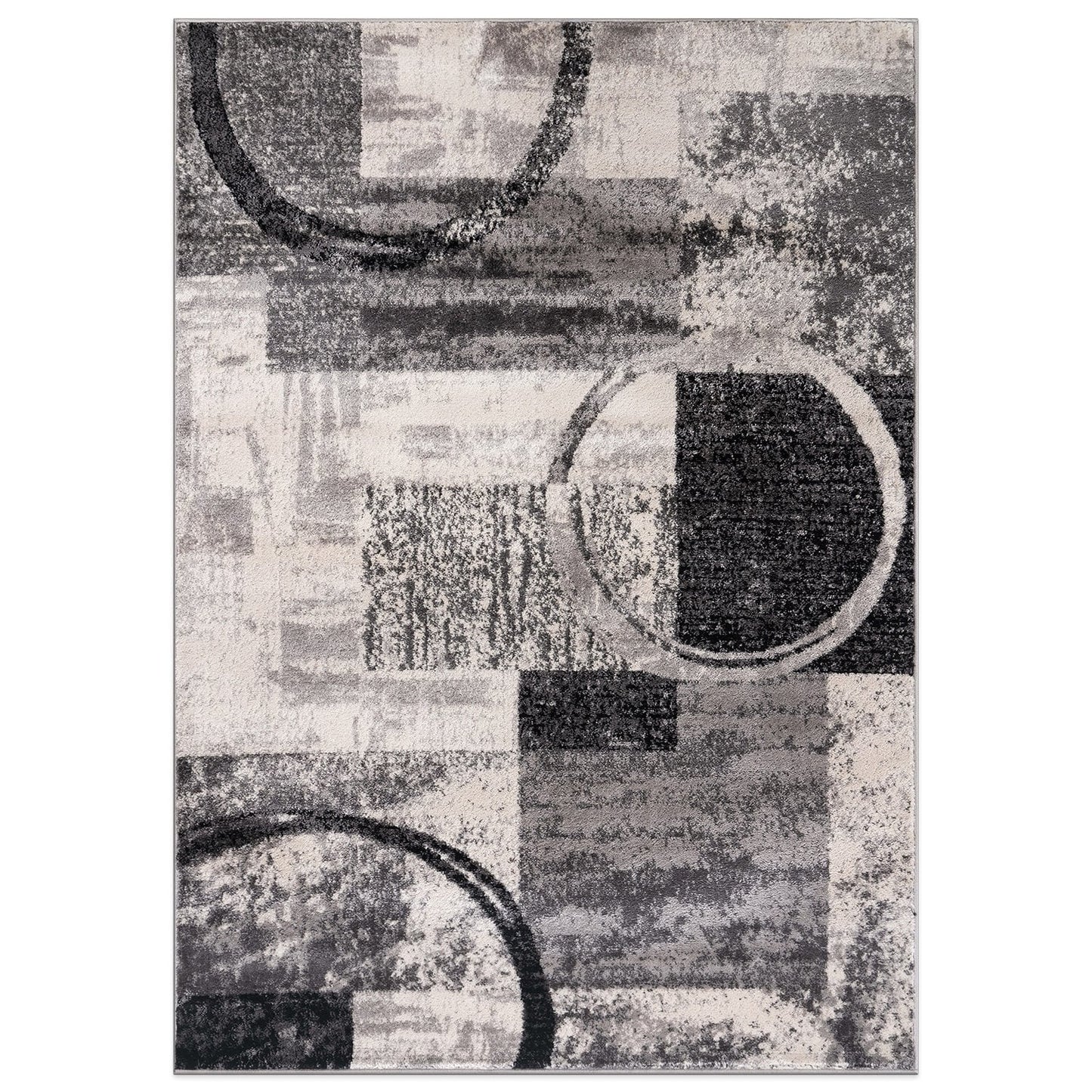 Tapis circulaire abstrait en polypropylène fabriqué à la machine, de la World Rug Gallery