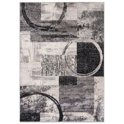 Tapis circulaire abstrait en polypropylène fabriqué à la machine, de la World Rug Gallery