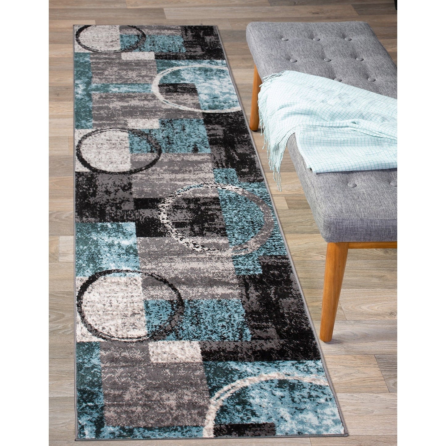 Tapis circulaire abstrait en polypropylène fabriqué à la machine, de la World Rug Gallery