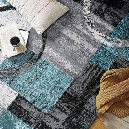 Tapis circulaire abstrait en polypropylène fabriqué à la machine, de la World Rug Gallery