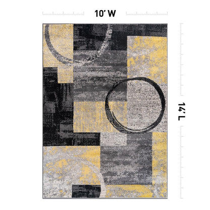 Tapis circulaire abstrait en polypropylène fabriqué à la machine, de la World Rug Gallery
