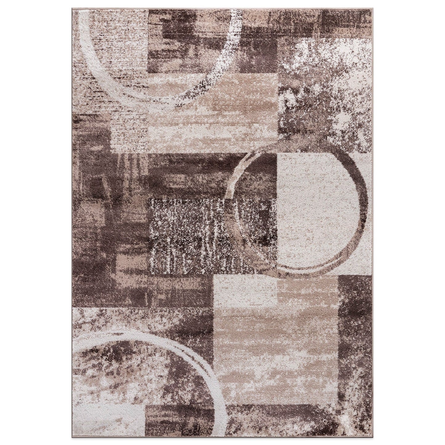 Tapis circulaire abstrait en polypropylène fabriqué à la machine, de la World Rug Gallery